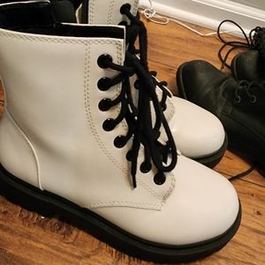 White Combat Boots